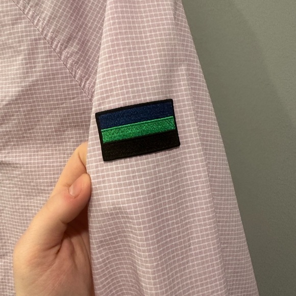 Houston White Lightweight Ribstop Windowpane Bomber Jacket Size L Purple & White - Picture 5 of 6